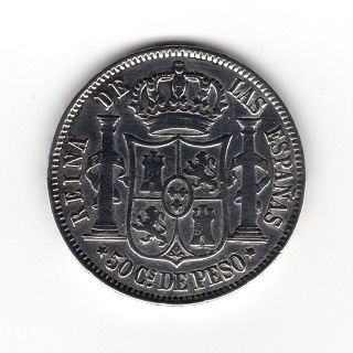 1868年 50 CENTAVOS DE PESO