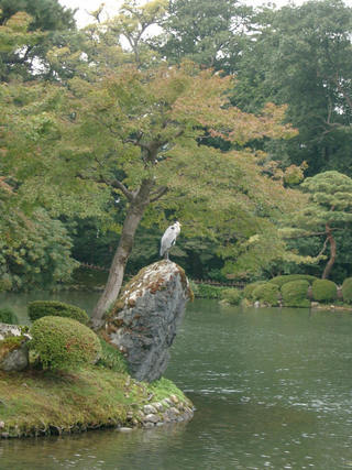 石川県：金沢兼六園の霞ヶ池の蓬莱島(ほうらいじま)