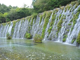 山梨県：花の都公園のの明神の滝