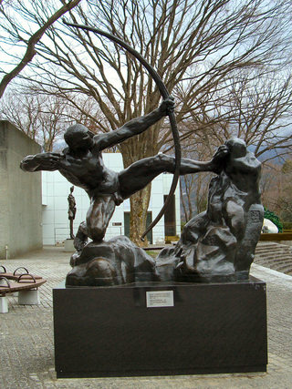 神奈川県：箱根 彫刻の森美術館 弓を引くヘラクレス-大